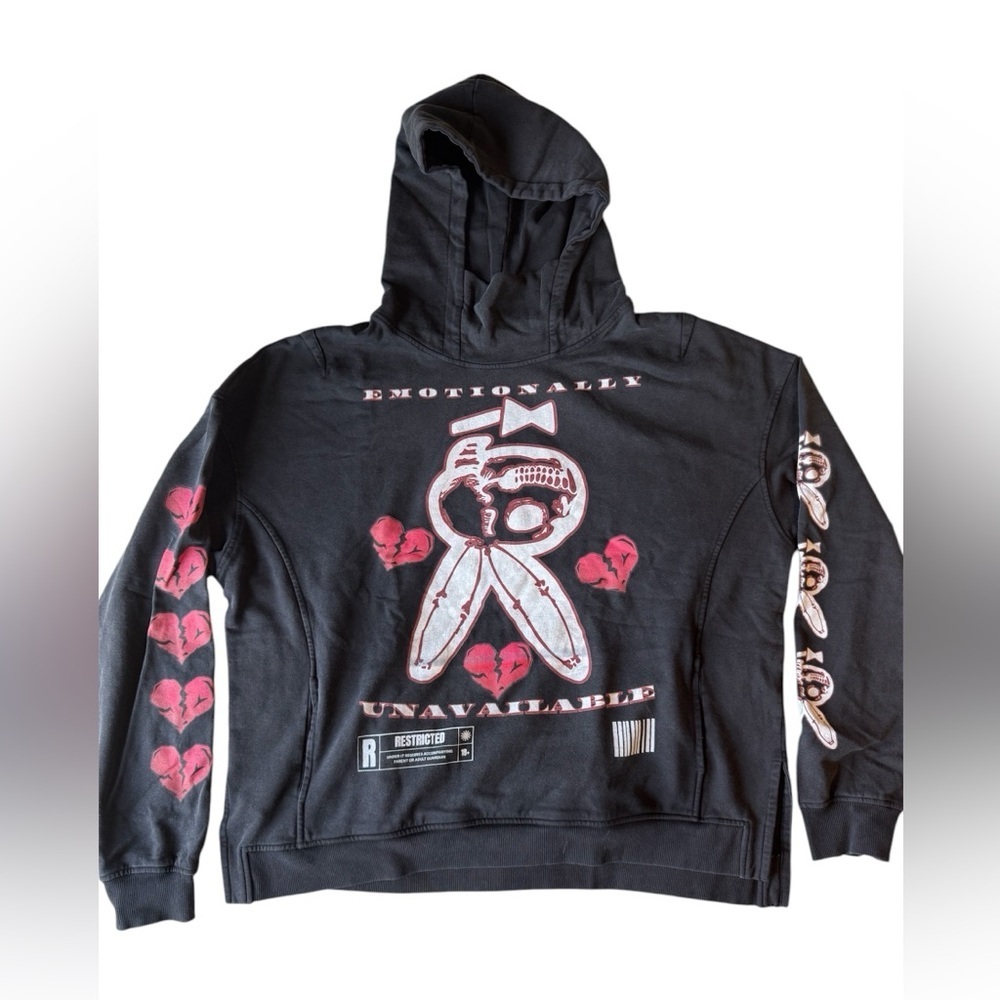 Emotionaly Unavailable Black Graphic Hoodie